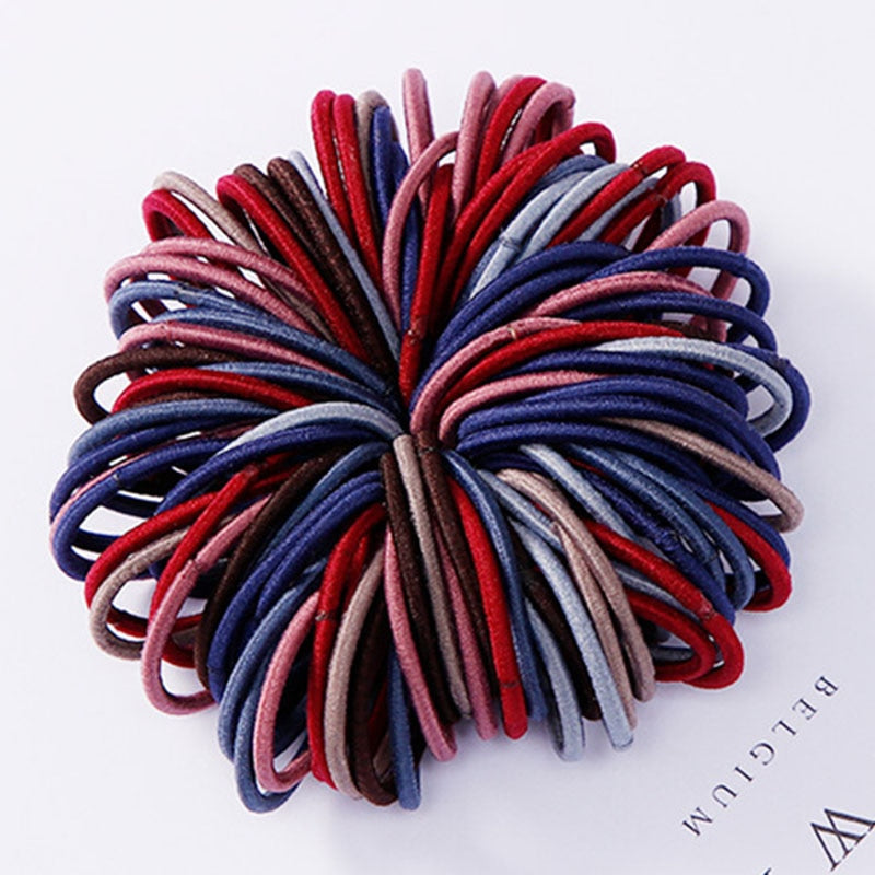 100/500pcs/Bag Girls Cute Colorful Basic Elastic Hair Bands Ponytail Holder Children Scrunchie Rubber Band Kids Hair Accessories