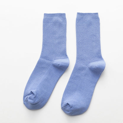 CHAOZHU  Japanese Korean High School Girls High Socks Loose Solid Colors Double Needles Knitting Cotton Long Socks For Women