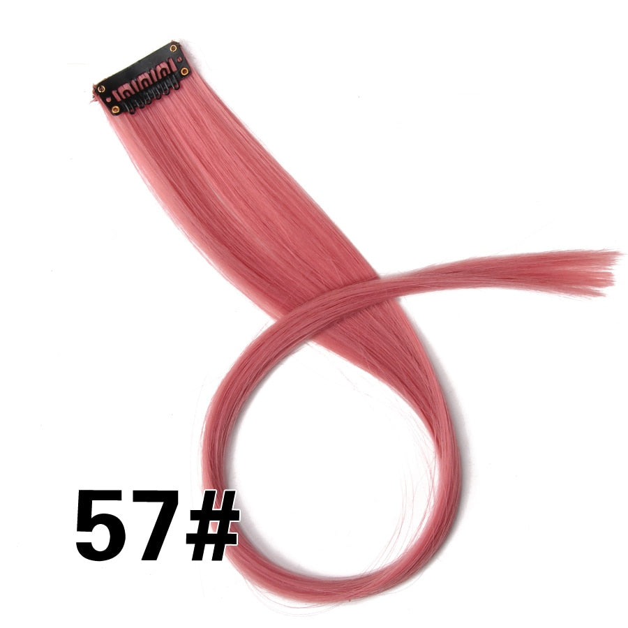 Alileader Clip On Hair Extension 57Color Ombre Straight Hair Extension Clip In Hairpieces High Temperature Faber Hair Pieces