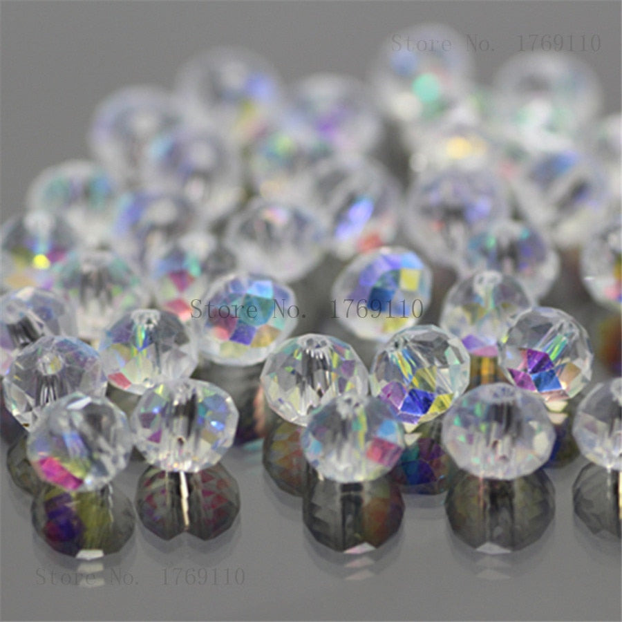 Isywaka Pink Multicolor 4*6mm 50pcs  Rondelle Austria faceted Crystal Glass Beads Loose Spacer Round Beads for Jewelry Making