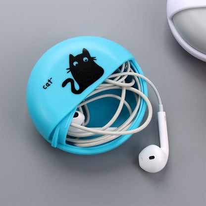 Round Earphone Case Multi-function ABS Wire Cable Organizer Rotary Storage Protective Data Line Box Headphone Storage Accessory