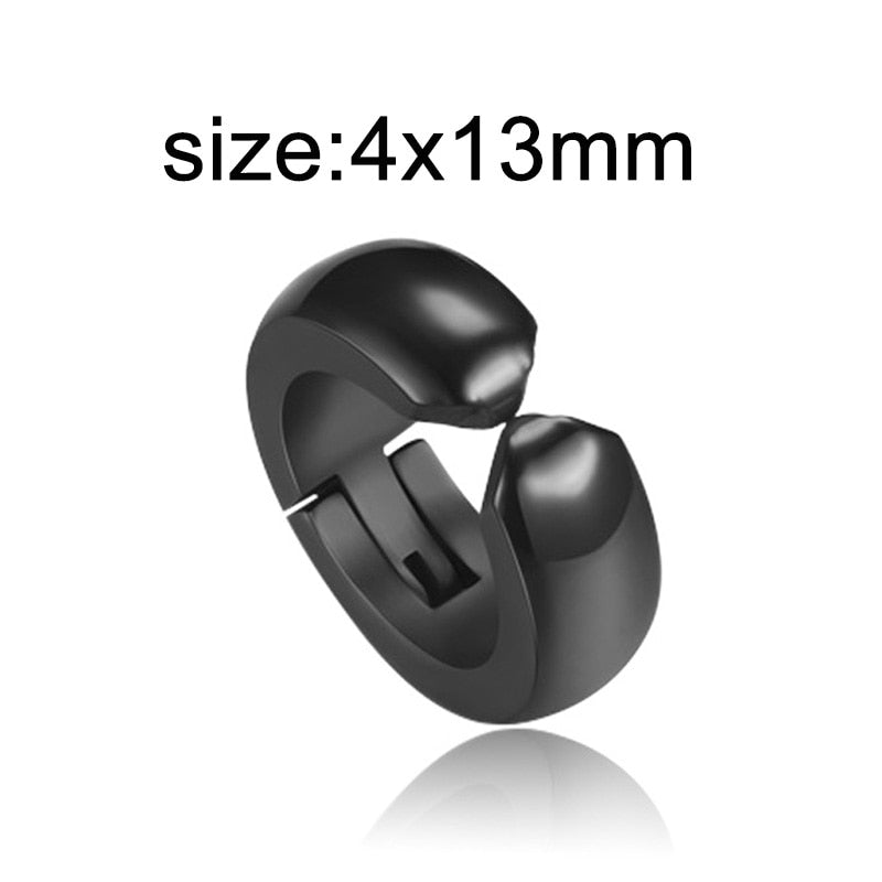 New Popular 1 piece Stainless Steel Painless Ear Clip Earrings For Men/Women Punk Black Non Piercing Fake Earrings Jewelry Gifts