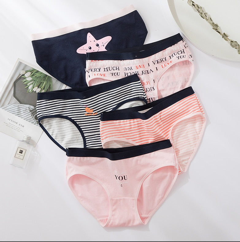 5Pcs/set Cotton Panties for Women Girl Briefs Underwear Plus Size Cute Soft Short Pantys Lingerie Female Ladies Underpants