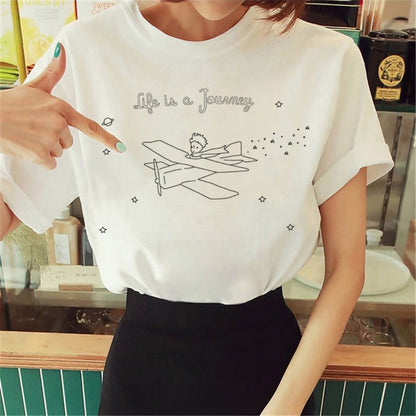 Hot Spring Summer Little Prince Graphic Women's T-Shirt Little Prince Graphic Tees Vouge Shirts For women O-Neck Short Sleeve