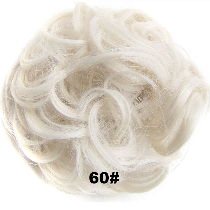 Jeedou Messy Bun Chignon Donut Hair Pad Elastic Hair Rope Rubber Band Synthetic Hairpiece Black Gary Brown Color