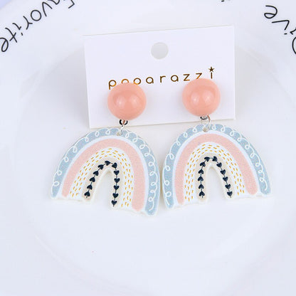 Donarsei Fashion Colorful Rainbow Earrings For Women Cute Cartoon Cloud Heart Drop Dangle Earrings Gift