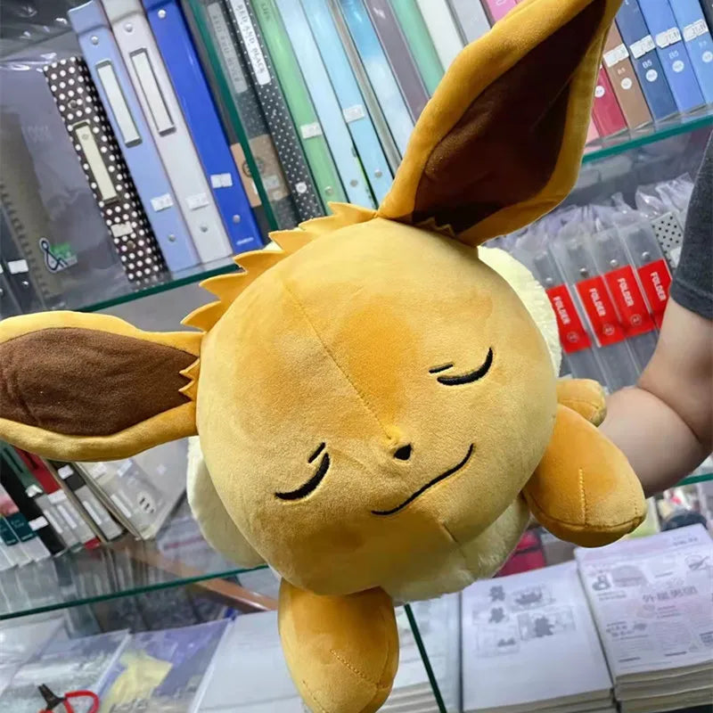 Original Pokemon Center Big Sleeping Eevee Plush Video Game Toy Stuffed Doll Soft Pillow 50CM