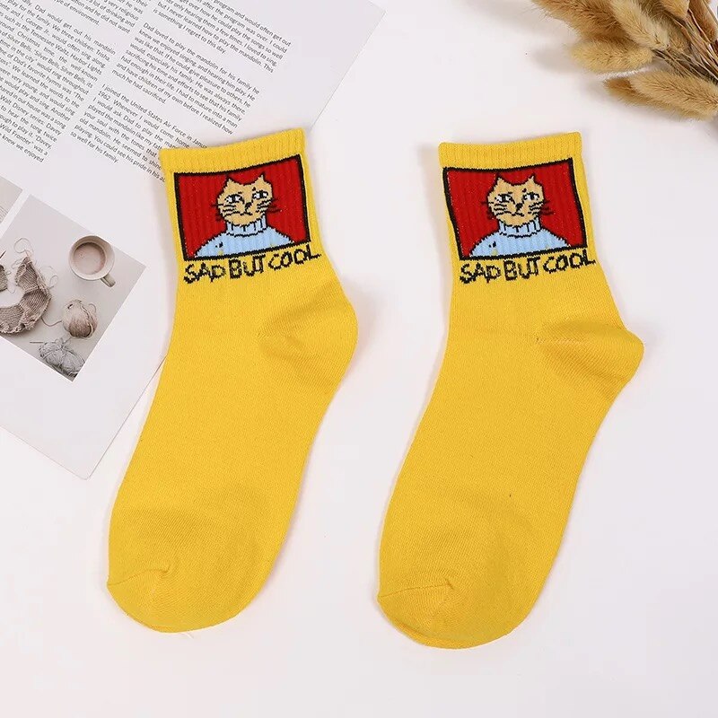 Women Ins Cartoon Patterned Short Funny Socks Cute Animal Dinosaur Socks For Ladies Funny Japan College Wind Concise Socks