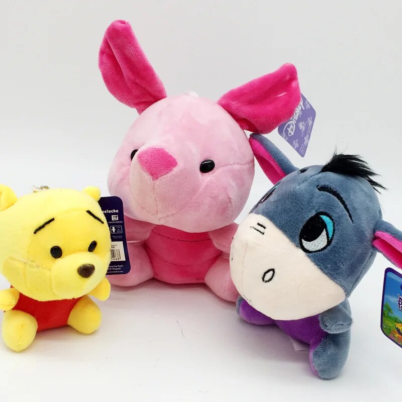 10cm Winnie the Pooh Plush Bear Tigger Piglet Eeyore Cute Cartoon Dolls Toys Keychain Stuffed Animal Plushies Pendant Room Decor Kids Birthday Gift