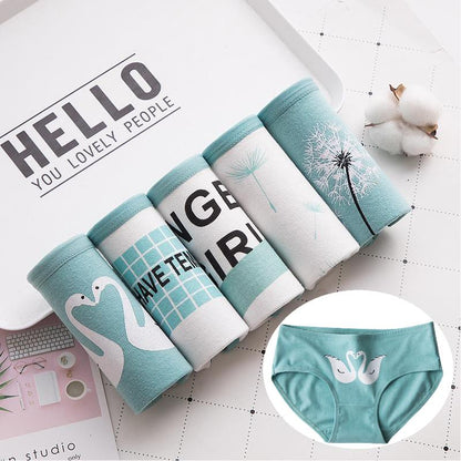 5PCS/Set Cute Cartoon Rabbit Panties Cotton Women Underwear Female Ladies Soft Breathable Briefs Girls Shorts Underpants