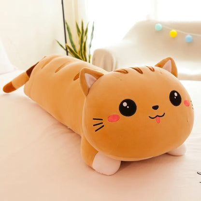 Long Cat Plush Pillow 130cm Kitten Stuffed Animal Plushies Soft Doll Toy Bed Sofa Girls Home Decor Kids Gift