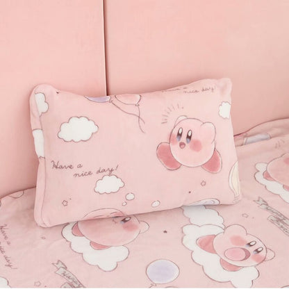 Kawaii Kirby Pink Video Game Pattern Blanket Plush Pillowcase Household Items Home Decoration Birthday Holiday Surprise Gift