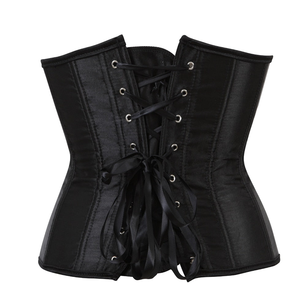 Underbust Corset Women's Underwear Waist Slimming Body Shaper Corset Top for Women Steampunk Lace-up Corset Belt White
