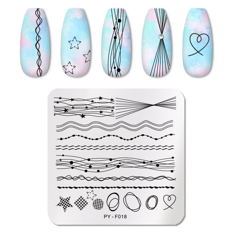 PICT YOU Rose Flower Nail Stamping Plates  Line Pictures Nail Art Plate Stamp Template Marble Leaves Image Printing Plates Tools