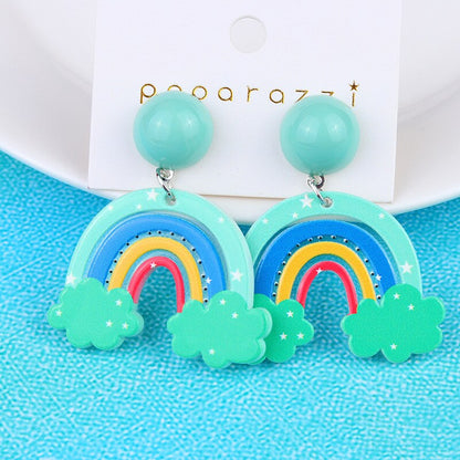 Donarsei Fashion Colorful Rainbow Earrings For Women Cute Cartoon Cloud Heart Drop Dangle Earrings Gift