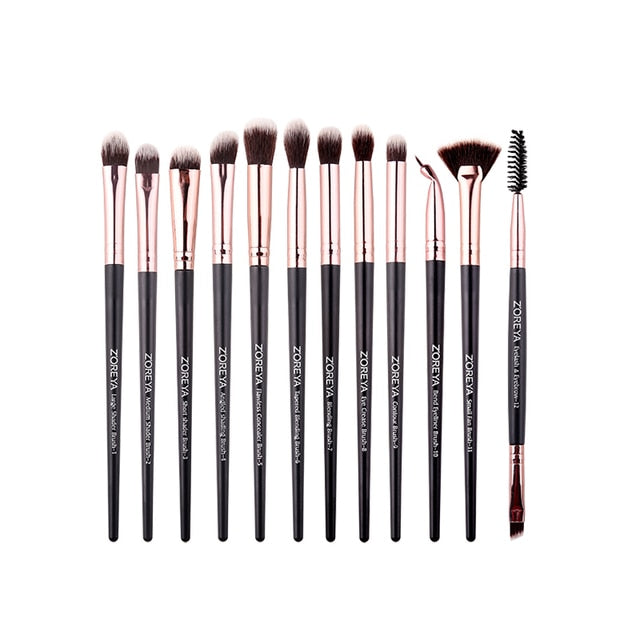 ZOREYA Black Makeup Brushes Set Eye Face Cosmetic Foundation Powder Blush Eyeshadow Kabuki Blending Make up Brush Beauty Tool