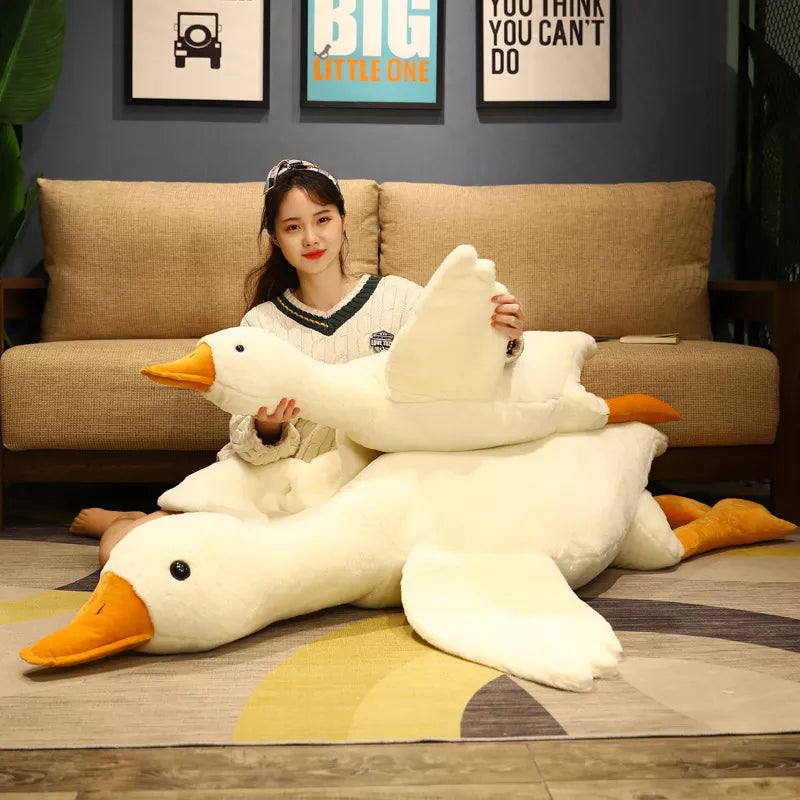 Giant 50-160cm Fluffy Duck Plush Toys Sleep Pillow Cute Animal Stuffed Swan Goose Plush Dolls Floor Mat Kids Girls Birthday Gift