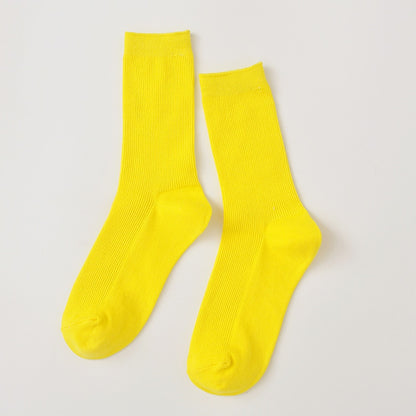 CHAOZHU  Japanese Korean High School Girls High Socks Loose Solid Colors Double Needles Knitting Cotton Long Socks For Women