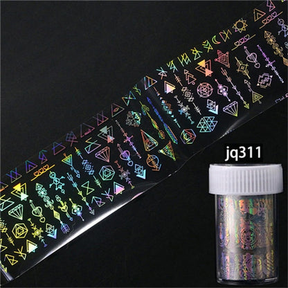 4*100cm/Roll Holographic Nail Foil Flame Dandelion Panda Bamboo Holo Nail Art Transfer Sticker Water Slide Nail Art Decals