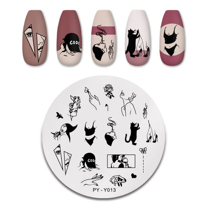 PICT YOU Rose Flower Nail Stamping Plates  Line Pictures Nail Art Plate Stamp Template Marble Leaves Image Printing Plates Tools