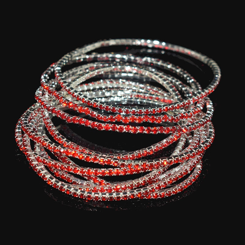 10 Pieces of Ladies Transparent Shiny Crystal Bracelet 27 Colors Full Rhinestone Elastic Bracelet Women Wristband Bracelet Gift
