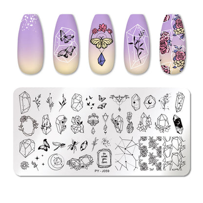 PICT YOU Rose Flower Nail Stamping Plates  Line Pictures Nail Art Plate Stamp Template Marble Leaves Image Printing Plates Tools