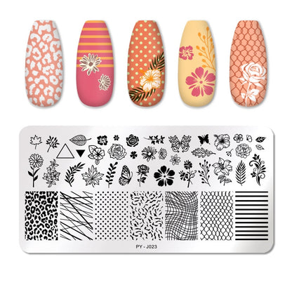 PICT YOU Rose Flower Nail Stamping Plates  Line Pictures Nail Art Plate Stamp Template Marble Leaves Image Printing Plates Tools