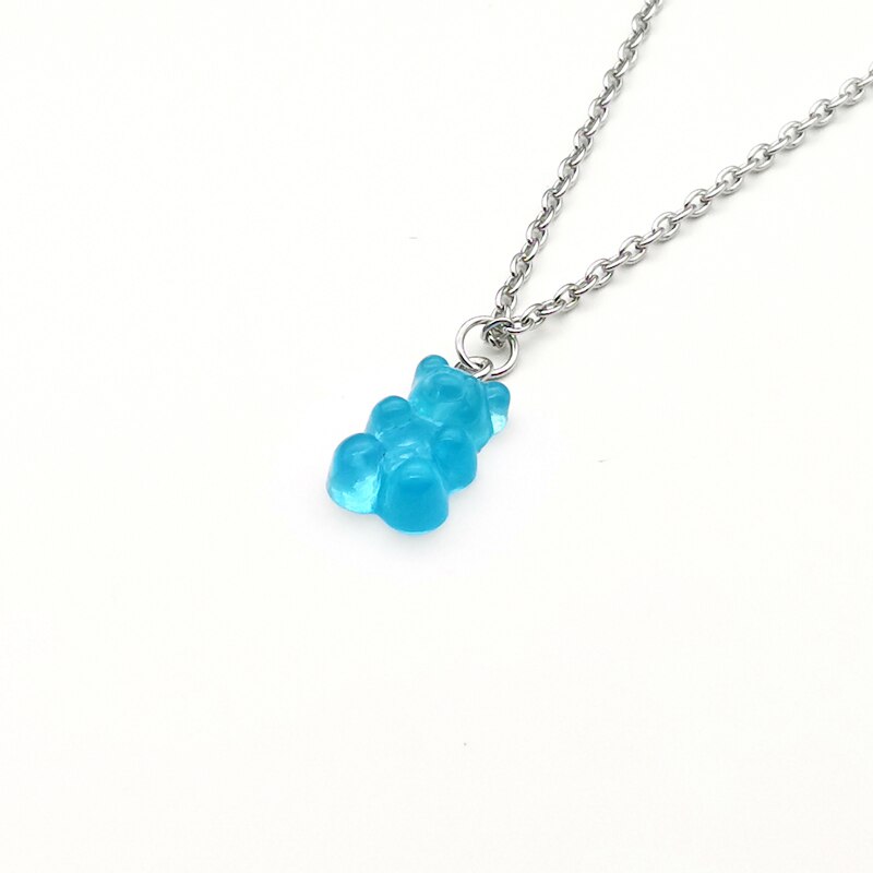 Handmade 33 Colors Cute Judy Cartoon Bear Chain Necklaces, Candy Color Pendant For Women&Girl Daily Jewelry Party Gifts