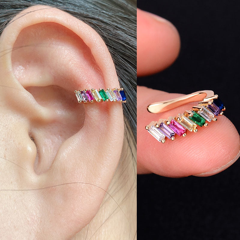 1pcs Simple Flower Shape Zircon Ear Cuff for Women Charming Crystal Clip on Earrings Earcuff Without Piercing  Fashion Jewelry