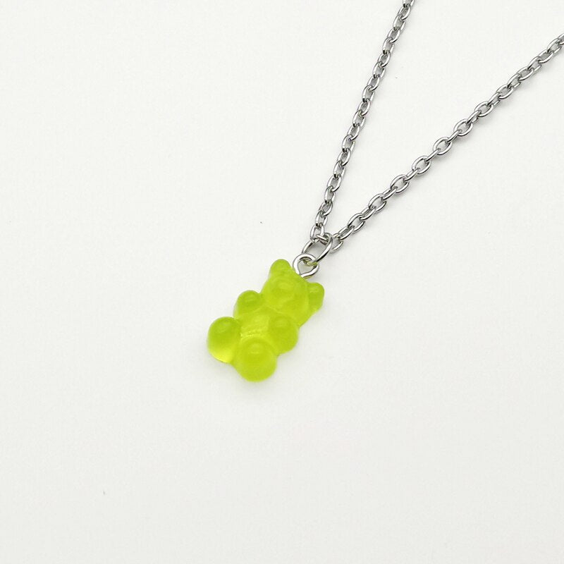 Handmade 33 Colors Cute Judy Cartoon Bear Chain Necklaces, Candy Color Pendant For Women&Girl Daily Jewelry Party Gifts