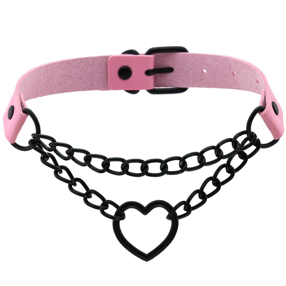 Vintage Heart Necklace Choker With Chain Goth Collar For Girls Grunge Punk Cute Kawaii Egirl Chocker  Harajuku Accessories