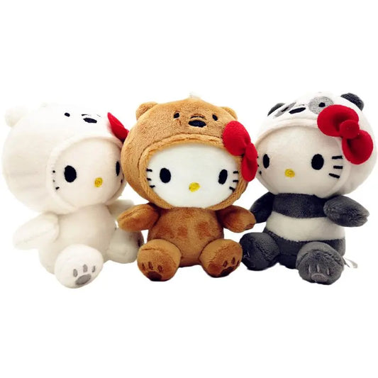 10cm Kawaii Hello Kitty Plush Toy Bow Sanrio Cinnamoroll My Melody Kuromi Pochacco Pompompurin Cosplay Panda Bear Cute Stuffed Animal Keychain Plushies Doll