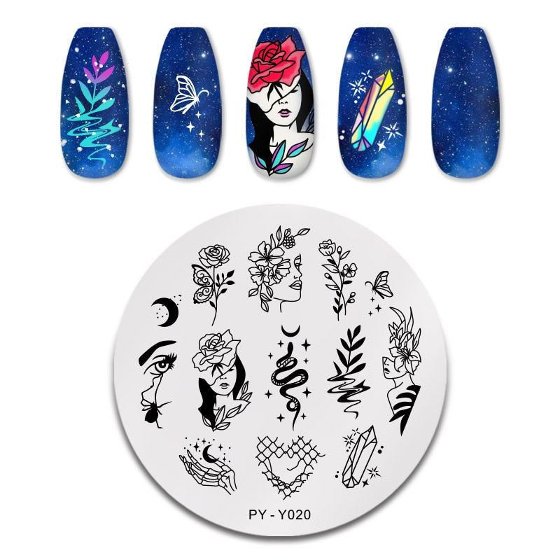 PICT YOU Rose Flower Nail Stamping Plates  Line Pictures Nail Art Plate Stamp Template Marble Leaves Image Printing Plates Tools