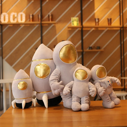 Space Series Plush Toys Astronaut Spaceman Rocket Spacecraft Stuffed Plush Doll Sofa Pillow Boys Kids Birthday Gifts