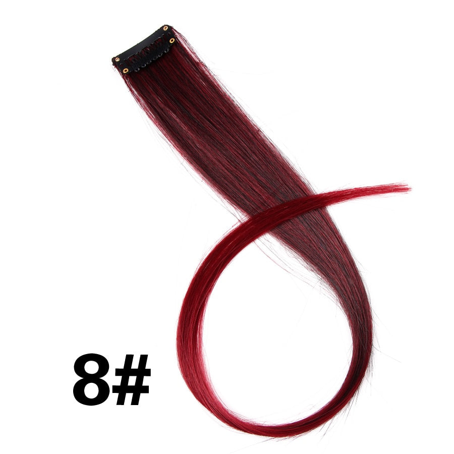 Alileader Clip On Hair Extension 57Color Ombre Straight Hair Extension Clip In Hairpieces High Temperature Faber Hair Pieces