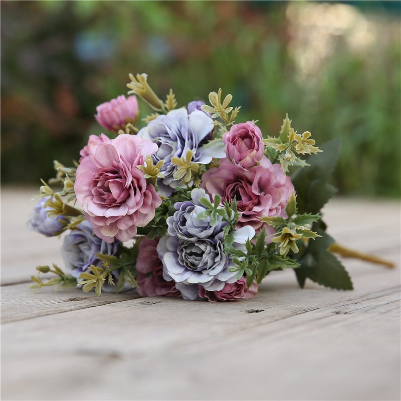 7 forks / bouquet peony fake flower silk flower peony bouquet wedding home decoration fake peony rose