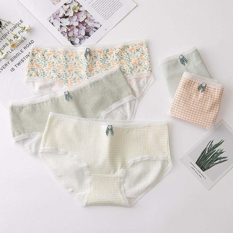 5Pcs/set Cotton Panties for Women Girl Briefs Underwear Plus Size Cute Soft Short Pantys Lingerie Female Ladies Underpants