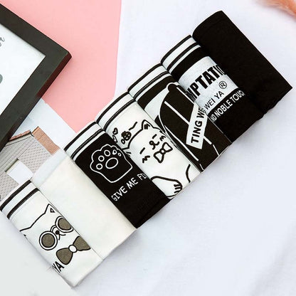 7PCS/Lot Women's Underwear Cute Cotton Panties Seamless Briefs For Girl Ladies Lingerie Cartoon Pantys Print Underpants