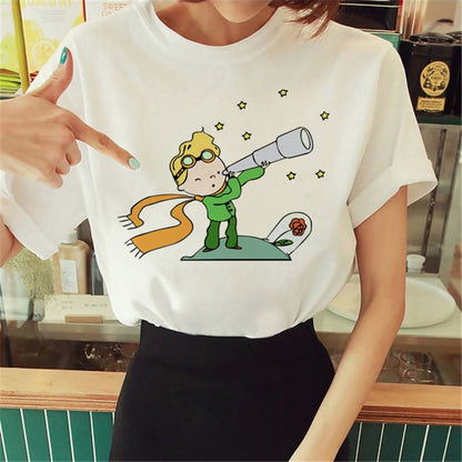 Hot Spring Summer Little Prince Graphic Women's T-Shirt Little Prince Graphic Tees Vouge Shirts For women O-Neck Short Sleeve