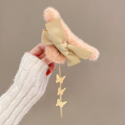 New Elegant Claw Clips Temperament Grab Butterfly Metal Hair Accessories Headdress Hairpin Back Plush Tassel Shark Clip