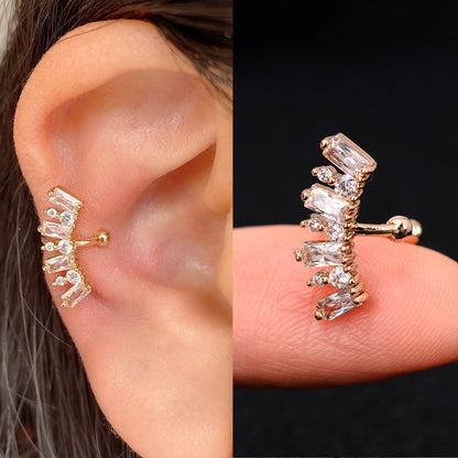 1pcs Simple Flower Shape Zircon Ear Cuff for Women Charming Crystal Clip on Earrings Earcuff Without Piercing  Fashion Jewelry