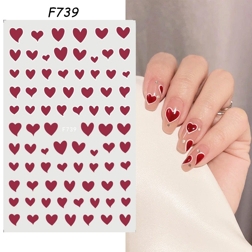 3D Valentine Sticker for Nails Cute Cartoon Lover Sliders for Nail Gang Girl DIY Design Decals Manicure Nail Art Decor GLF106