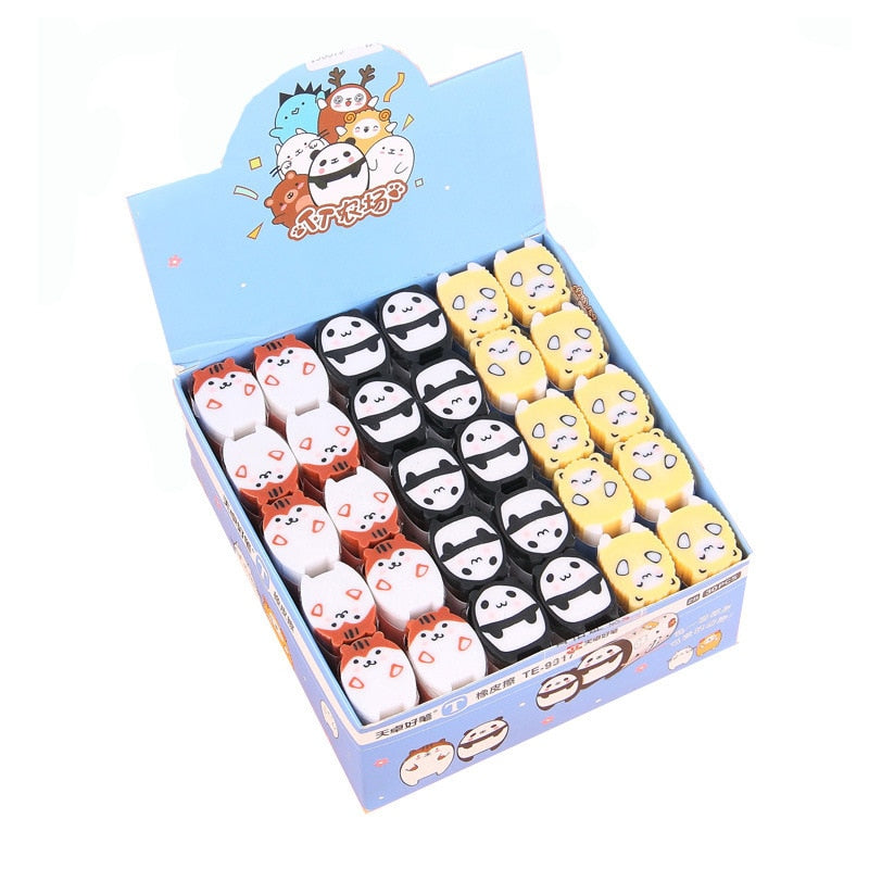 3 PCS Creative Cute Cartoon Animal Eraser Stationery Farm 2B Cutable Rubber Children Prize Students Gifts Office School Supplies