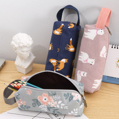 Kawaii Pencil Case Animal Pattern Canvas Estuche Escolar Cute Korean Bag Pencilcase Trousse Scolaire School Stationery for Girl