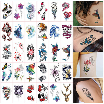 30Pcs Temporary Tattoos Hyun A ins Cute Stickers And Decals Women's Tattoos And Body Art Waterproof Fake Tattoo Cartoons Sticker