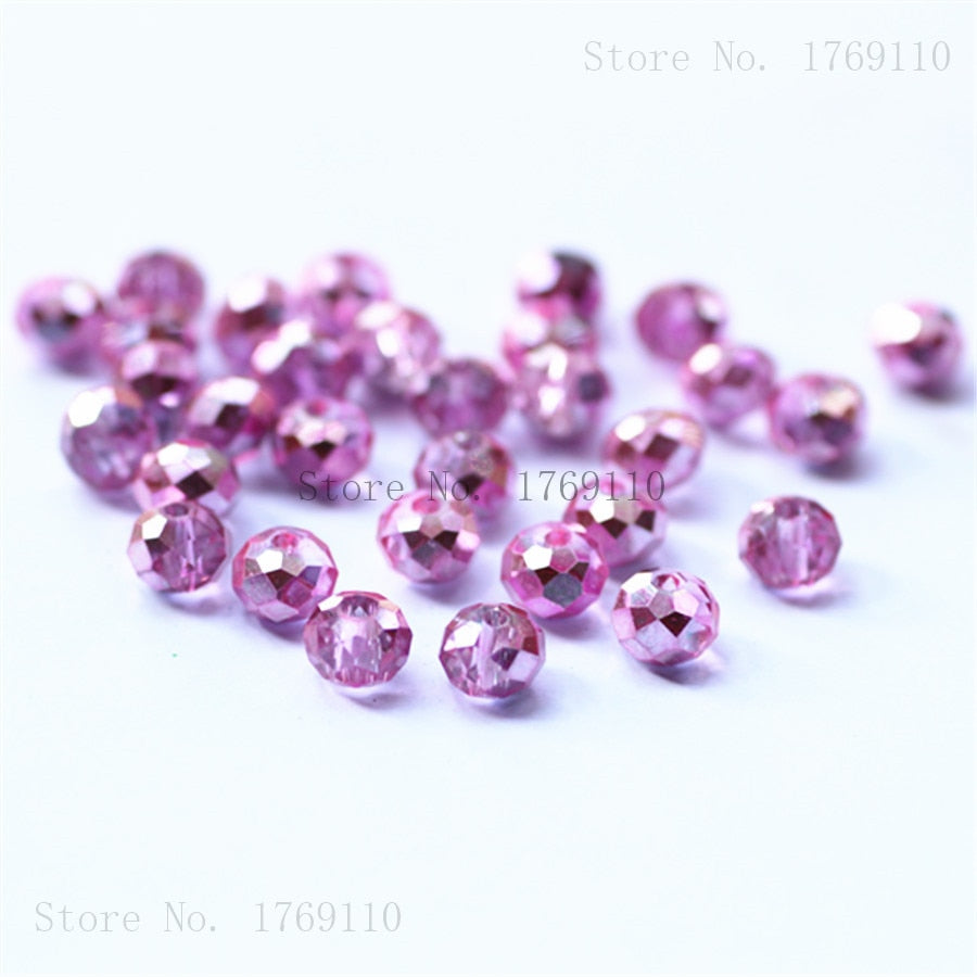 Isywaka Pink Multicolor 4*6mm 50pcs  Rondelle Austria faceted Crystal Glass Beads Loose Spacer Round Beads for Jewelry Making