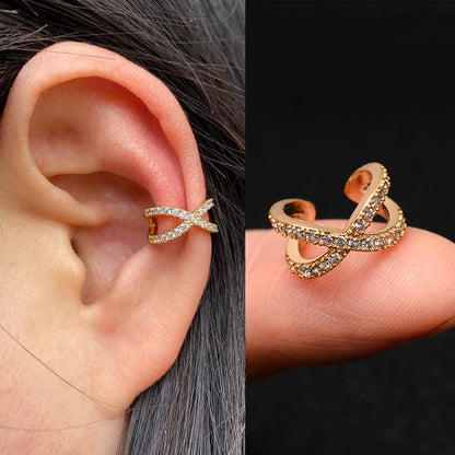1pcs Simple Flower Shape Zircon Ear Cuff for Women Charming Crystal Clip on Earrings Earcuff Without Piercing  Fashion Jewelry