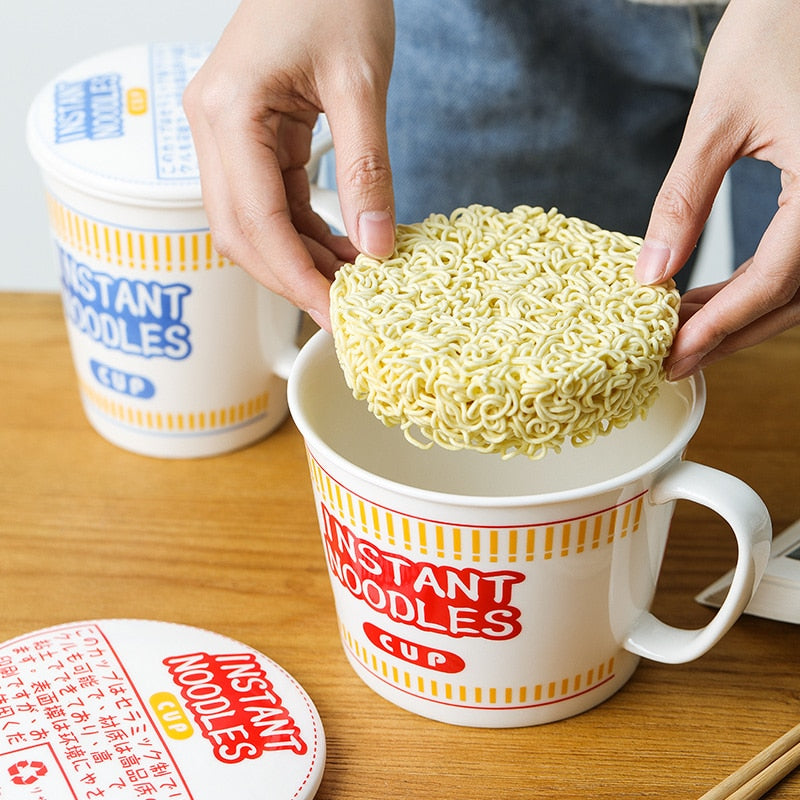 Kawaii Ramen Instant Noodle Bowl Set: Japanese Style Ceramic Tableware