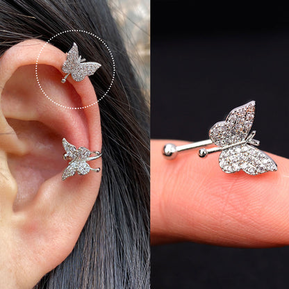 1pcs Simple Flower Shape Zircon Ear Cuff for Women Charming Crystal Clip on Earrings Earcuff Without Piercing  Fashion Jewelry