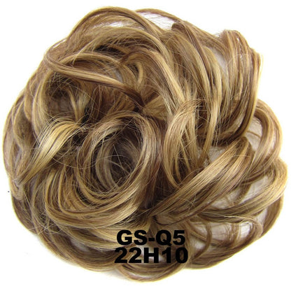 Jeedou Messy Bun Chignon Donut Hair Pad Elastic Hair Rope Rubber Band Synthetic Hairpiece Black Gary Brown Color